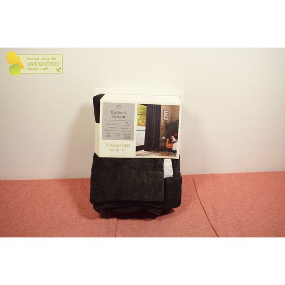 Threshold 50"x84" Blackout Chenille Rod Pocket Curtain Panel Black* - Picture 2 of 7